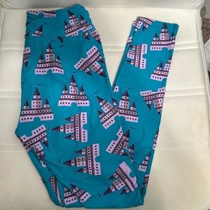 LuLaRoe Castle leggings teal purple